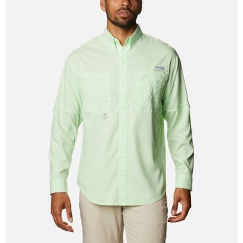 Columbia PFG Crystal Springs Long Sleeve, Camisa Verdes Para Hombre | 761052-ADW